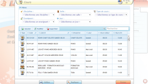Liste des cours