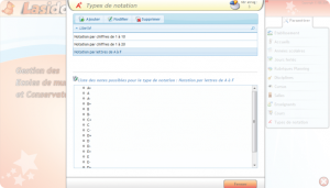 Liste des types de notations